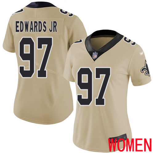 New Orleans Saints Limited Gold Women Mario Edwards Jr Jersey NFL Football #97 Inverted Legend Jersey->women nfl jersey->Women Jersey
